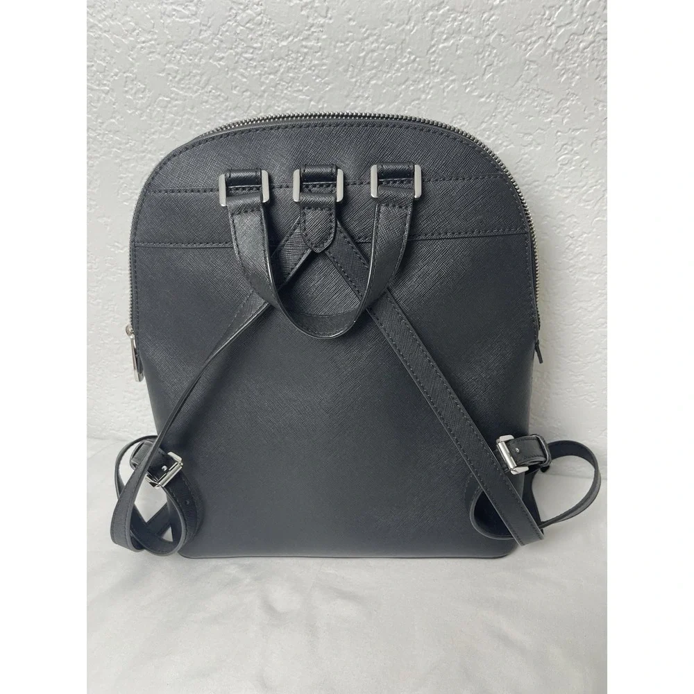 Michael Kors Emmy Dome.Women's Medium Black Backpack w/Flowers Silver Hardware